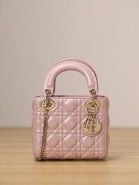 Túi Xách Dior Lady Rep 11 Cao Cấp Nữ Màu Hồng Khóa Vàng 17cm