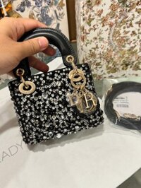Túi Xách Dior Micro Lady Siêu Cấp Màu Đen Đính Cườm 12cm