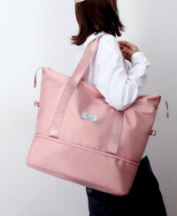 Túi xách du lịch 2 tầng cỡ lớn túi đựng đồ thể thao tập gym, yoga, quần áo nữ chống nước có thể nới đáy thành 2 tầng - Hồng