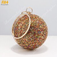 Túi Xách Dự Tiệc Dáng Tròn Nhỏ Đính Đá Lấp Lánh Kiểu Âu Mỹ Dễ Thương Cho Nữ