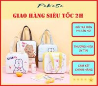 Túi Xách Đựng Hộp Cơm Giữ Nhiệt Đi Làm ,Đi Dã Ngoại, Vải Bọc Lõi Nhôm Chống Thấm Hình Thú Dễ Thương PaKaSa - Hình ngẫu nhiên