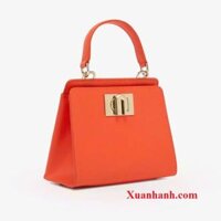 Túi xách Furla 1927 Top Handle da thật, form vuông thời thượng,#Clivia (Cam) - TẶNG COMBO HOT