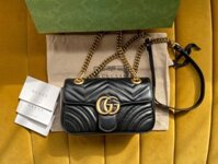Túi Xách Gucci Marmont Like Auth Cao Cấp Nữ Màu Đen 22cm