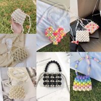 Túi xách handmade hạt cườm kết màu - ngọc trắng, phụ kiện Nữ độc lạ - xinh xắn - vintage, có sẵn Đà Nẵng.