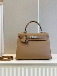 Túi Xách Hàng Hiệu Hermes Kelly Da Epson Màu Nâu Khóa Bạc 28cm