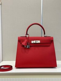 Túi Xách Hàng Hiệu Hermes Kelly Da Epson Màu Đỏ 28cm