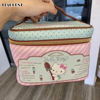Túi xách Hello kitty ELACCENT Nhật Bản dung lượng lớn di động in hoạt hình dễ thương ngọt ngào túi đựng đồ trang điểm