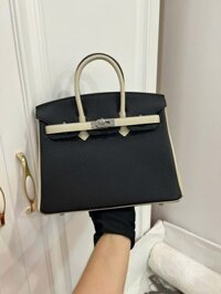 Túi Xách Hermes Birkin Like Auth Nữ Mix 2 Màu Trắng Đen 25cm
