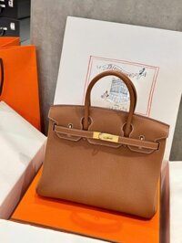 Túi Xách Hermes Birkin Like Auth Nữ Màu Nâu Khoá Vàng 30cm