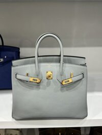 Túi Xách Hermes Birkin PHW Togo Siêu Cấp Nữ Màu Xám Khoá Vàng 25cm