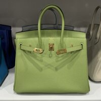 Túi Xách Hermes Birkin PHW Togo Nữ Màu Xanh Lá Cây Khoá Vàng Siêu Cấp 25cm