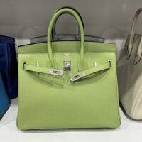 Túi Xách Hermes Birkin PHW Togo Nữ Màu Xanh Lá Cây Khoá Bạc 25cm