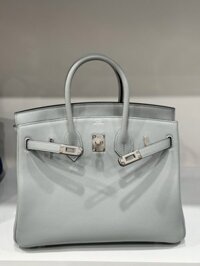 Túi Xách Hermes Birkin PHW Togo Nữ Màu Xám Khoá Bạc Siêu Cấp 25cm
