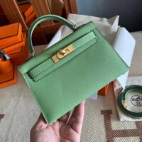 Túi Xách Hermes Kelly Mini Siêu Cấp Màu Xanh Khóa Vàng 20cm