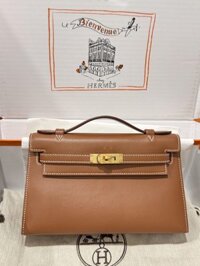 Túi Xách Hermes Kelly Pochette Like Auth Nữ Màu Nâu 20x16x10cm