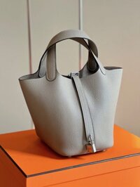 Túi Xách Hermes Picotin 18 Togo Replica 11 Nữ Màu Xám 18cm