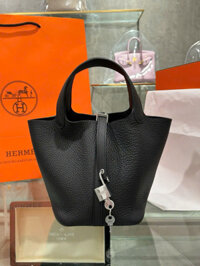 Túi Xách Hermes Picotin Like Auth Nữ Màu Đen 18cm