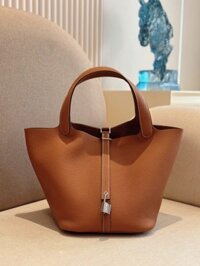 Túi Xách Hermes Picotin Lock Nữ Màu Nâu Like Auth 22cm