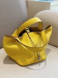 Túi Xách Hermes Picotin Lock Like Auth Cao Cấp Màu Vàng 22cm