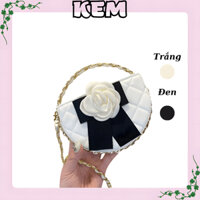 Túi xách hoa trà hot 2024,size mini 15cm,túi cầm tay thêm dây đeo chéo xịn xò,thích hợp dự tiệc