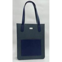 Túi Xách Laptop Tote Da thật phối 2 màu - Xanh Rêu phối Navy