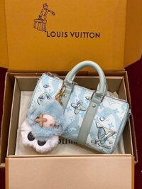 Túi Xách Louis Vuitton LV Speedy Bandoulière Siêu Cấp Màu Xanh Nhạt 25cm