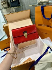 Túi Xách Louis Vuitton Cherrywood Chain Wallet Patent Red Leather 19cm