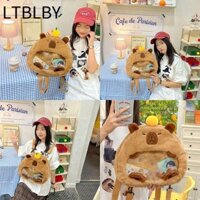 Túi xách LTBLBY Fluffy, Túi đeo vai dung tích lớn Capybara màu cam, Ba lô sang trọng hoạt hình đa chức năng thông thường dành cho nữ