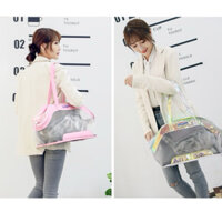 Túi Xách Lưới Viền cho chó mèo, Cửa dây gút để đầu ra ngoài, túi đựng, túi vận chuyển, đeo chéo vai đi dạo