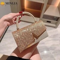 Túi xách MINLIA, Túi tiệc tối Sequin, Túi đựng điện thoại di động cổ điển Túi đeo vai lấp lánh bạc Túi cưới