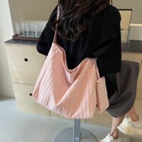 Túi xách một vai dung tích lớn Túi vải canvas màu trơn Hàn Quốc