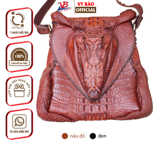 Túi xách nam cá sấu hoa cà nguyên con