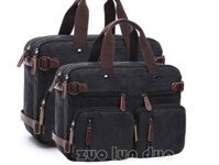 Túi xách nam công sở 2 trong 1 vải cavans cao cấp size 15,6inh và size 17.3inh phong cách mới - đen size 15.6inh