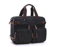 Túi xách nam công sở 2 trong 1 vải cavans cao cấp size 15,6inh và size 17.3inh phong cách mới - đen size 17.3inh