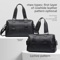 Túi xách nam da thật thời trang, dung tích lớn, túi du lịch da bò lớp trên cho chuyến công tác