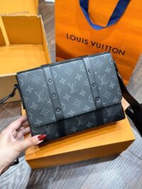 Túi Xách Nam Louis Vuitton LV Eclipse Siêu Cấp Hoạ Tiết Monogram Màu Xám 24x18x5.5cm