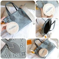 Túi xách nam&nữ LV Denim Vải bò xanh nhạt cực bền vân hoa nổi chuẩn a.u fullbox 2 lớp nguyên seal