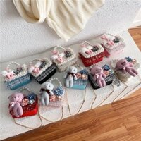 Túi xách Ngọc Trai hình Gấu và Thỏ đính ngọc siêu dễ thương