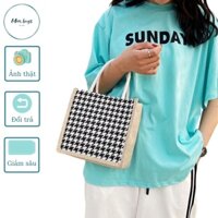 Túi xách nhỏ nữ chất liệu vải cói