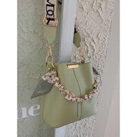 Túi Xách Nữ Cao Cấp Dáng Hộp, Màu Xanh Pastel, Kèm Dây Đeo Họa Tiết Sang Trọng