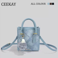 Túi Xách Nữ CEEKAY Chính Hãng Da Trần Họa Tiết Jean Quai Da Đeo Quai Xách Móc Gấu Quảng Châu Order