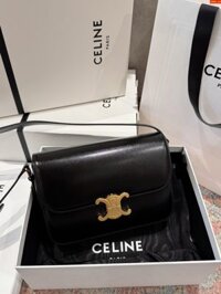 Túi Xách Nữ Celine Triomphe Siêu Cấp Da Trơn Màu Đen 22.5×16.5×7.5cm