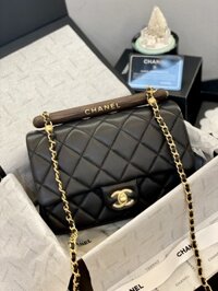 Túi Xách Nữ Chanel Hàng Hiệu Siêu Cấp Tay Cầm Gỗ 12,5x21x6cm