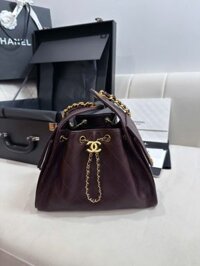 Túi Xách Nữ Chanel Jennie Màu Đỏ Đậm Dáng Hobo Like Auth 26cm