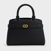 Túi Xách Nữ Charles & Keith Aubrielle Metallic-Accent Belted Bag CK2-50160102 Màu Đen