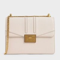 Túi Xách Nữ Charles & Keith Metallic Push-Lock Shoulder Bag CK2-21200009-5 Màu Hồng Nhạt