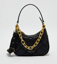 Túi Xách Nữ Charles & Keith Mini Alcott Scarf Handle Quilted Bag Ck2-20271057 Màu Đen