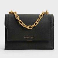 Túi Xách Nữ Charles & Keith Front Flap Chain Handle Crossbody Bag Black CK2-80701259-3 Màu Đen