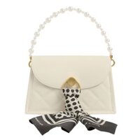 Túi Xách Nữ Charles & Keith Roza Scarf Quilted Trapeze Bag CK2-80681011 Màu Trắng Kem