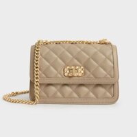 Túi Xách Nữ Charles & Keith Micaela Quilted Chain Bag Sand CK2-80151108 Màu Be